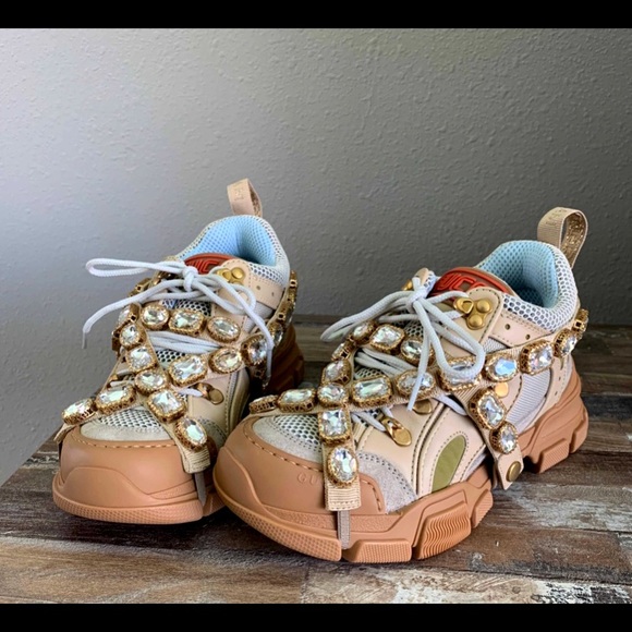 Gucci Shoes - Gucci Wmns Flashtrek Crystals Beige